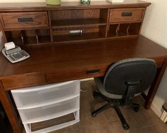 Mission style desk with hutch organizer