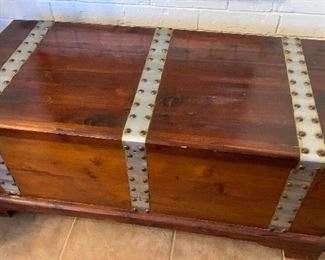 Cedar chest with metal bands