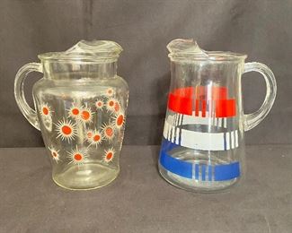 Mid Century Modern water pitchers. Pair $15