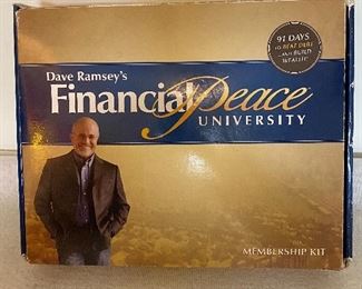 Dave Ramsey's Financial Peace University set. 13 DVD's,  Hardback best-selling book, FPU Envelope System, Tip Cards, Debit Card Holders, Workbook, Budgeting Forms, two bonus CD-Roms. $45