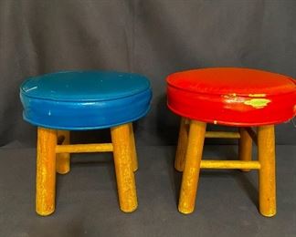 Pair of child's wooden stools. Measures 10" tall. $15