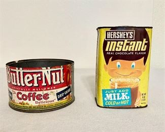 "Butter-Nut coffee tin and "Hershey's Instant Milk" container. $15 (pair)