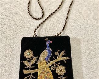 Vintage purse with beaded peacock. Very good condition. $15