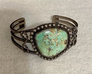 Sterling silver and turquoise signed "JM" bracelet. $60