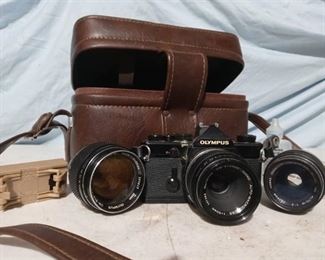 Vintage Olympus Camera, Case and accessories