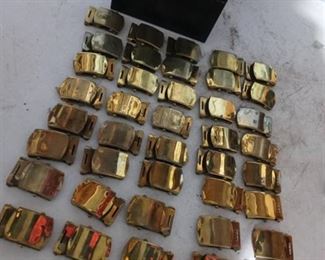 Brass Belt Buckle Lot in Metal box