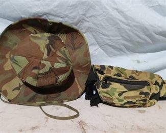 Camo Hat and fanny pack lot