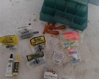 Tackle Box, swivels, weights, bobbers.