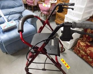 FOLDING WALKER W/WHEELS AND SEAT