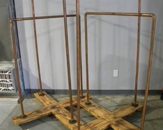 2 Industrial Copper Pipe Clothing Racks