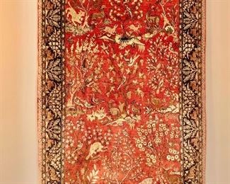 $1,200 - Qum wall hanging/rug from Iran; 63" H x 38" W