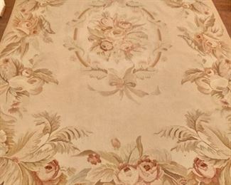 $350 - Ballard Designs Aubusson style cotton and wool rug; 9' x 5'9"