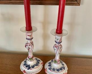 $40 - Ceramic Italian candlesticks; 8" H x 4.5" bases