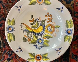$60 - Hand painted Talavera plate with bird; 13" diameter