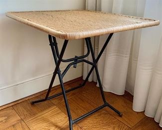 $95 - Folding table with metal base and resin wicker top