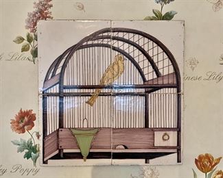 $120 - Birdcage tile wall plaque - 10.5" x 10.5"