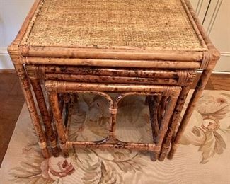 $150 - Bamboo nesting tables #1; largest is 22" H x 22" W x 16" D