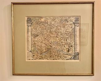$110 - Framed print of Italian/Piaza study - 20" H x 22" W