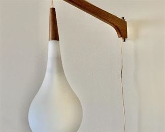 $300 PAIR - MCM wall lamps - tested and working; lights are each 12" H x 4.5" diameter, wall-mounted arm is 14" long