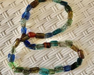 $50 - Glass bead necklace; 28"