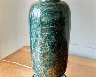 $150 - Table lamp with green marble base - Tested and working. 25" H x 5.5" W