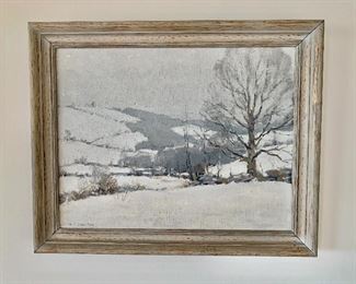 $495 - Framed oil on canvas, "Winter Scene" by Minor Story Jameson (American, 1873-1955) ; signed lower left; 17" H x 21" W