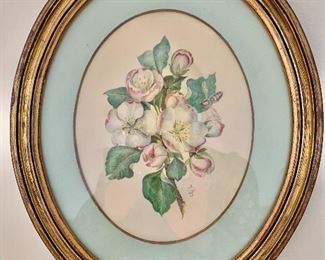 $75 - Oval watercolor; 11" H x 9" W