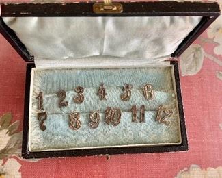 $40 - Vintage set of numbered cocktail napkin clips with box - each is 1/2", box is 3" x 5"