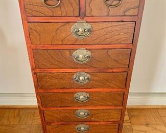 $175 - 8 drawer tall chest - made in Korea; 35" H x 17.5" W x 12" D