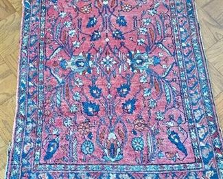 $450 - Lillian scatter rug #3 - wear consistent with age and use -53.5" x 42"
