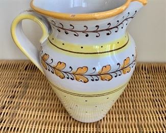$40 - Hand painted pitcher - made in Italy; 7" H x 6" W handle to spout