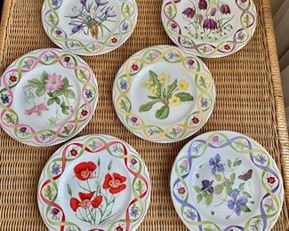$60 - Six Wedgwood 'The Flower Artists of Kew' dessert plates; 8"