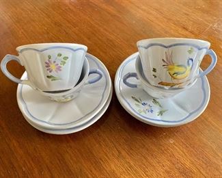 $40 - Longchamp bird teacups #1; 4 teacups and 4 saucers
