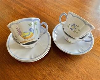 $40 - Longchamp bird teacups #2; 4 teacups and 4 saucers