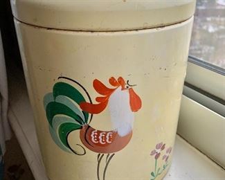 $24 -Vintage rooster canister; 8.5" H x 6" W