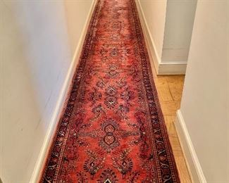 $2,200 - #2 Extra long Sarouk rug - 30'1" x 37" - wear consistent with age and use
