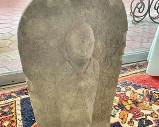 $275 - Buddha carved stone relief; 20" H x 11" W x 8" D