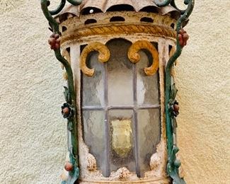 $195 - Vintage leaded glass window lantern - may need rewiring - 15.5" H x 12" W