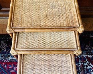 $150 - Bamboo nesting tables #2; largest is 21.5" H x 21.5" W x 18" D