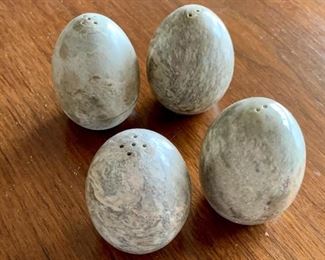 $24 - Set of 4 stone egg salt and pepper shakers; 2.5" H