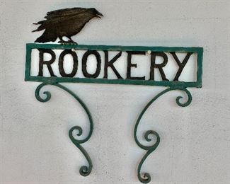 $75 - Vintage, metal rookery sign; 18" H x 19" W