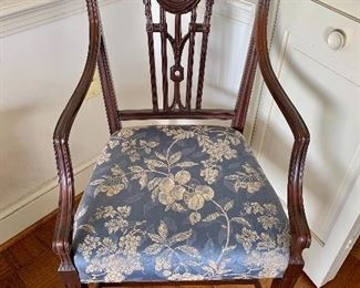 $995 - Set of 4 Federal style, carved splat arm chairs 20"D x 22" W x 39" H - seat height 19"