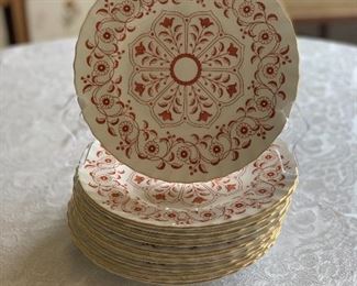 $220 - Royal Crown Derby "Rougemont" Salad Plates; 8.5” Set of 11