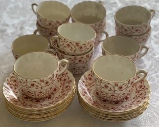 $220 - Royal Crown Derby "Rougemont" cups and saucers; set of 11