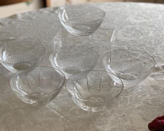 $50 - Set of six (6) Orrefors crystal bowls; two patterns; 4.75” diameter