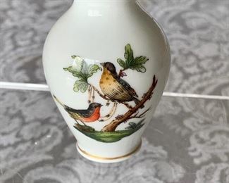 $25 - Herend “Rothschild Bird” miniature vase; approx 3” (H)