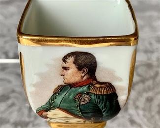 $40 - Miniature Limoges porcelain trinket bowl with hand painted image of Napoleon; approx 2" (H)