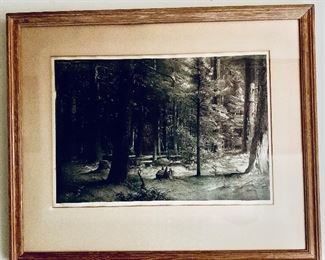 $295 - Vintage framed lithograph by Stow Wengenroth (American 1906-1978); "Forest Shade", Edition 75, pencil signed. Framed 11.5" x 17"