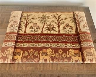 $60 - Vintage fabric desk pad with elephant and palm tree motif ; 15" x 22"
