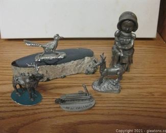 5 pc Collection of Unique Miniature Pewter Figures